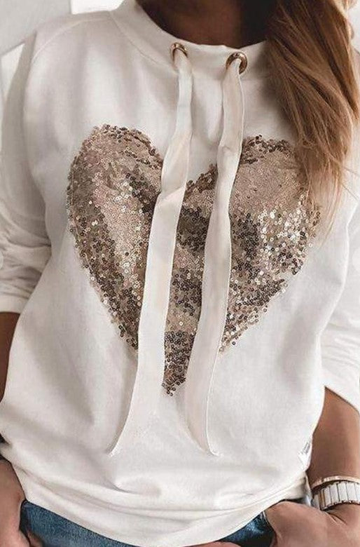 Sequin hot sale heart sweatshirt