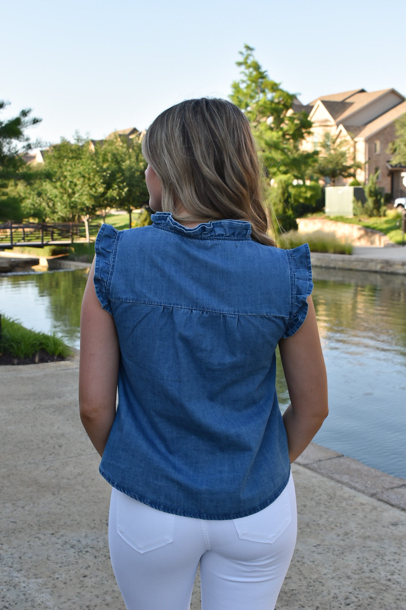 Denim Ruffled Top