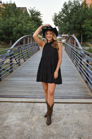 Sassy & Short Black Tiered Dress