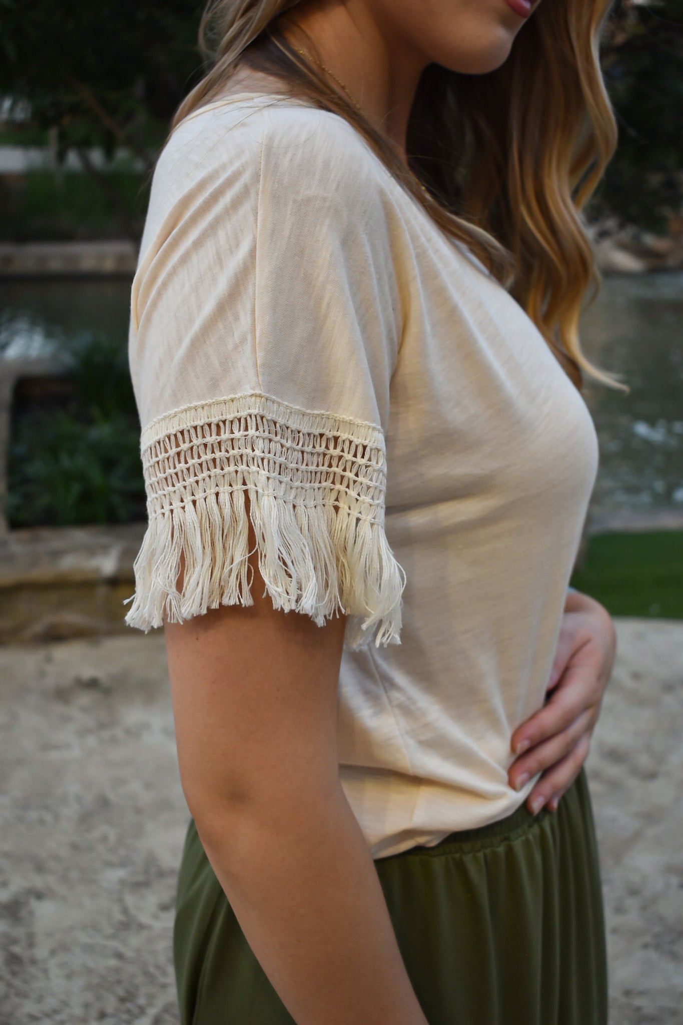 Fringe T Shirt Oatmeal