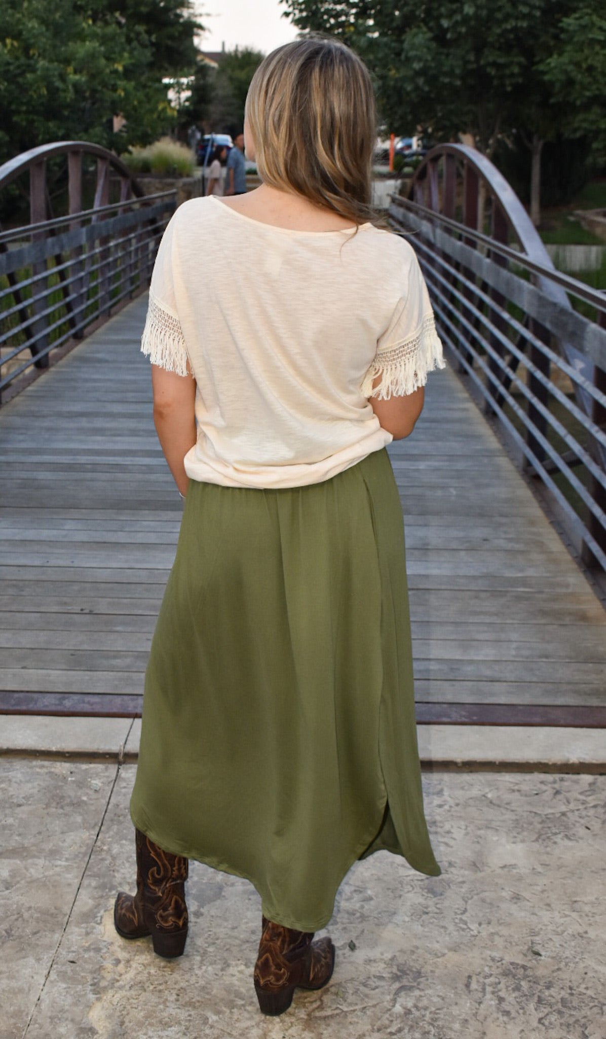 Smock Waist Maxi skirt Olive