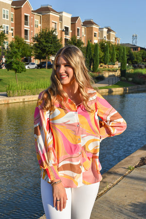 Swirl Abstract Print Top