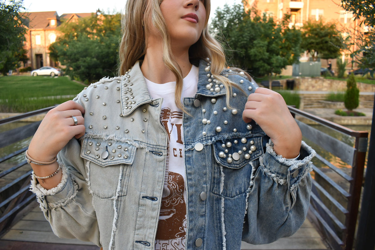 Diy pearl sale denim jacket