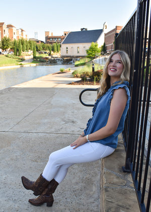 Denim Ruffled Top