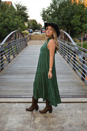 Sleeveless Tiered Dress Maxi Hunter Green