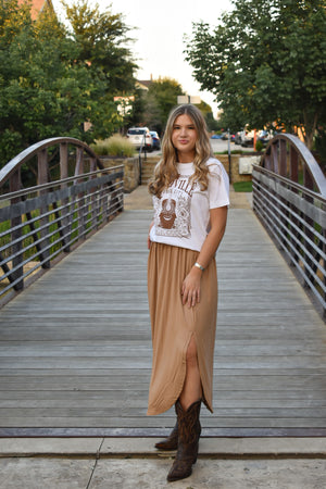 Smock Waist Maxi skirt Camel