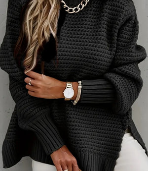 Comfy & chunky Casual Rib Sweater Black