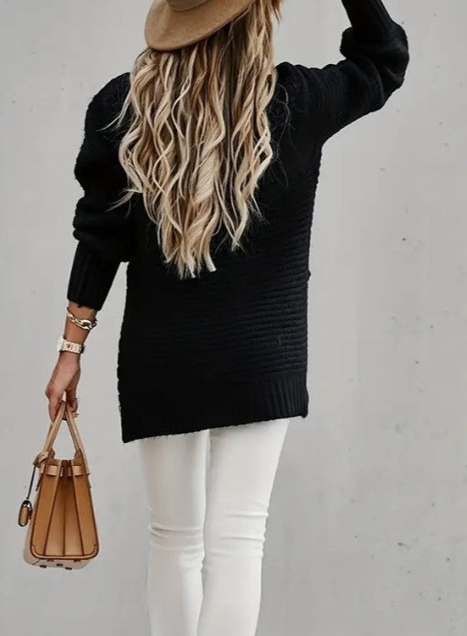 Comfy & chunky Casual Rib Sweater Black