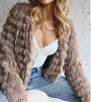 Soft Fringe Jacket Taupe