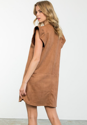 Flutter Sleeve Dress Camel