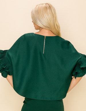 Elegant Ruffle Top Forest Green