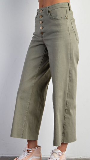 Twill Button Front Faded Olive Bottom