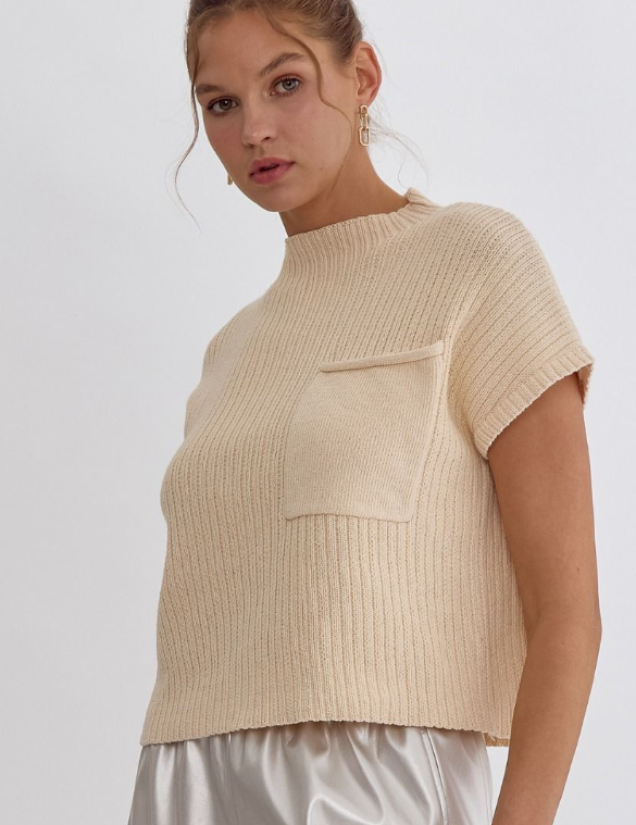 Mock Neck Natural Summer Sweater