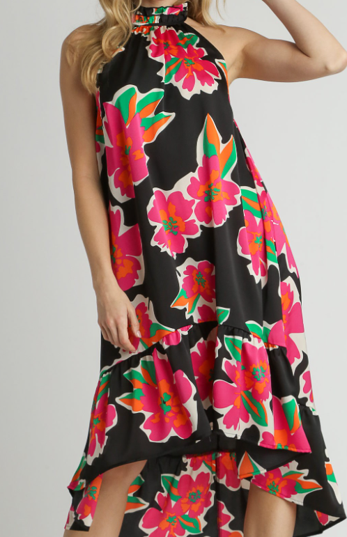 Abstract Floral HI LO Dress