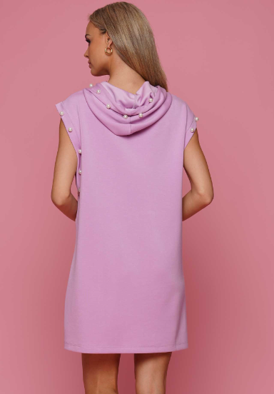 Pearl trim Knit dress Lilac