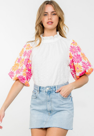 Bouquet Floral Sleeve Top