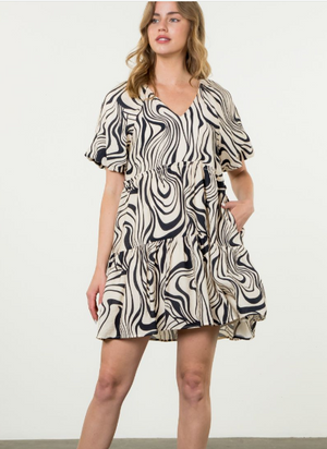 Abstract Zebra Print Dress