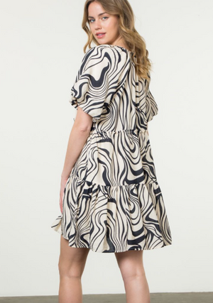 Abstract Zebra Print Dress