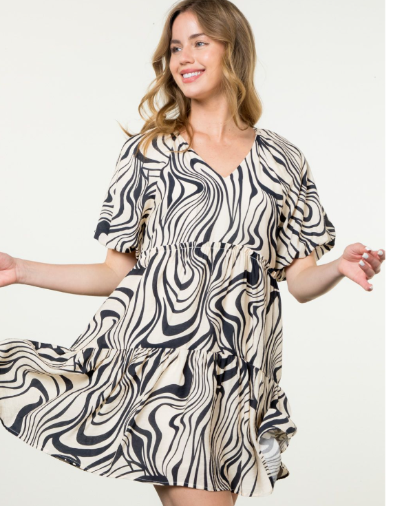 Abstract Zebra Print Dress