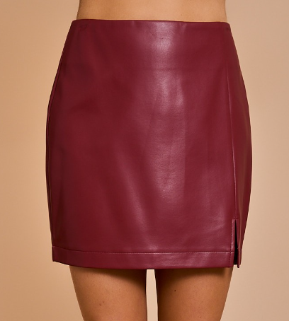 Mini Skirt Faux Leather Burgundy