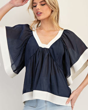 Keyhole back Top Navy