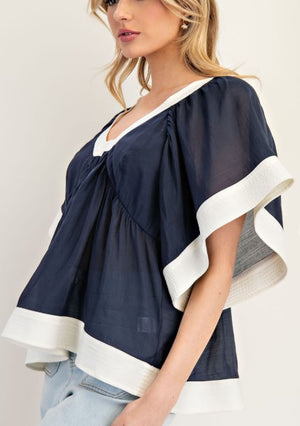 Keyhole back Top Navy
