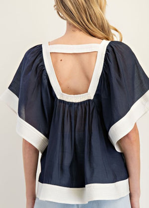 Keyhole back Top Navy