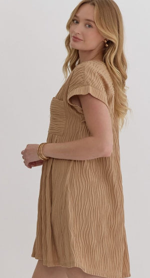 Textured Mini Dress Lt Brown