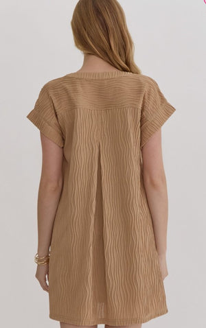 Textured Mini Dress Lt Brown