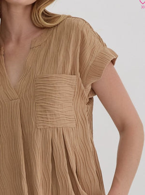 Textured Mini Dress Lt Brown