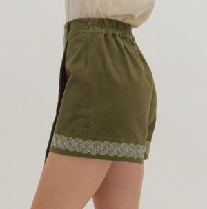 Embroidered Skort Olive