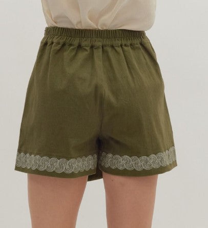 Embroidered Skort Olive