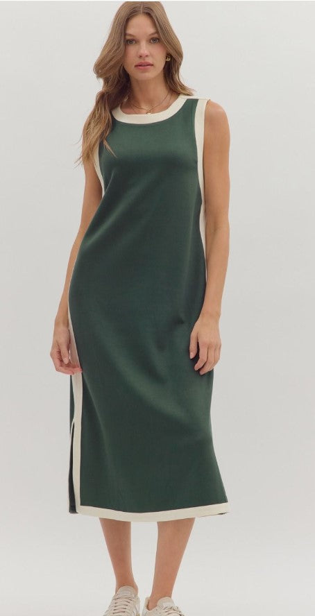 Sporty Stripe Dress Green