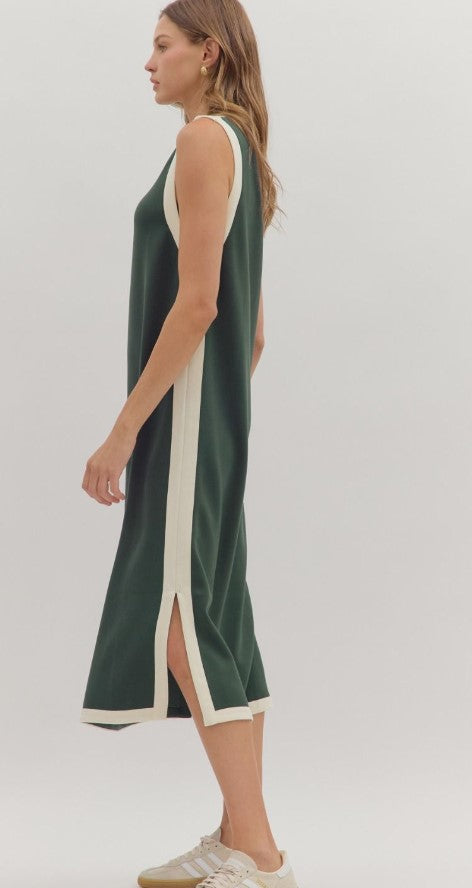 Sporty Stripe Dress Green