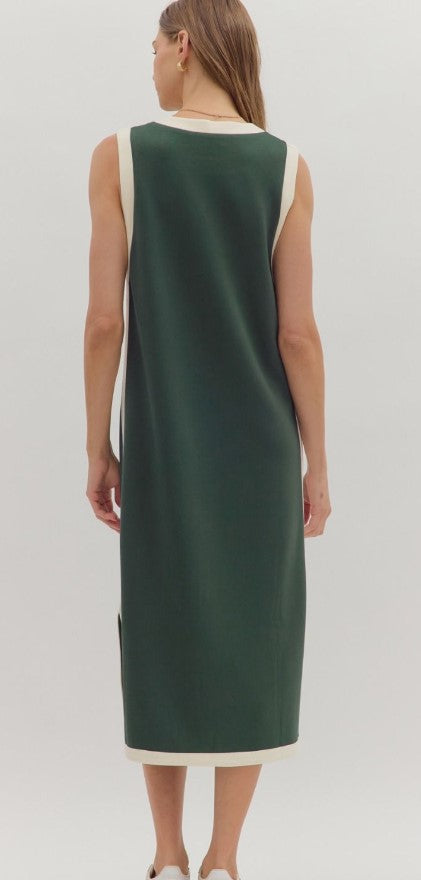 Sporty Stripe Dress Green