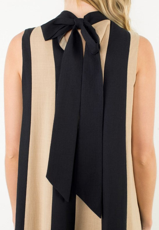 Sleeveless Color Block Maxi Dress