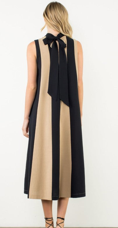 Sleeveless Color Block Maxi Dress