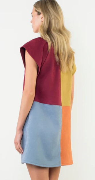 Colorblock Suede Dress
