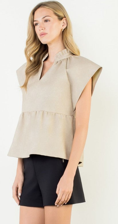 Soft Suede Fall Top Taupe