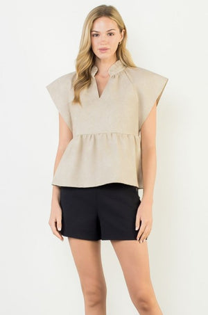 Soft Suede Fall Top Taupe