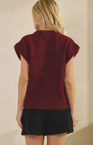 Cap Sleeve Burgundy Sweater