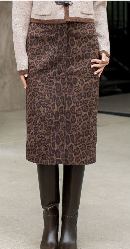 Cheetah print Suede Skirt