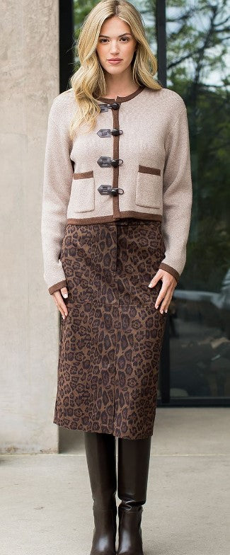 Cheetah print Suede Skirt