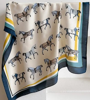Horse Print scarf Blue