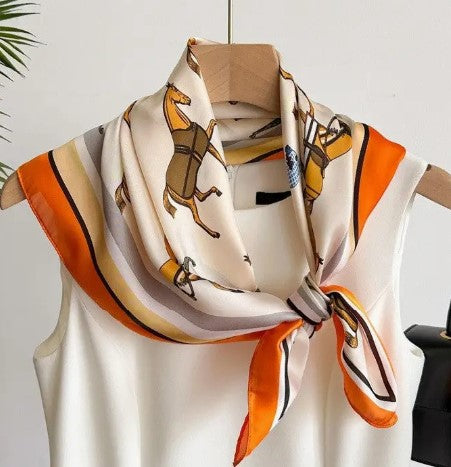 Horse Print scarf Orange