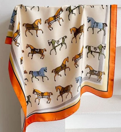 Horse Print scarf Orange