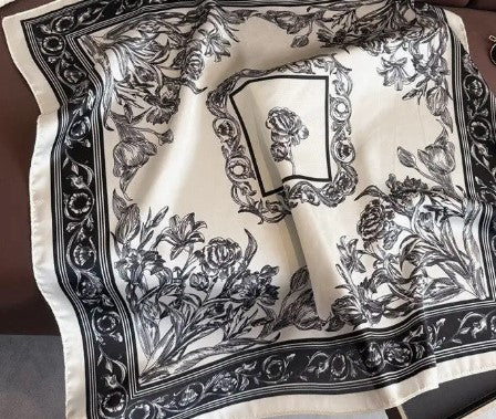 Floral Stencil print Black and white