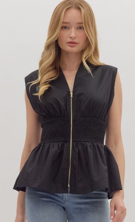 Zip Front Top Black