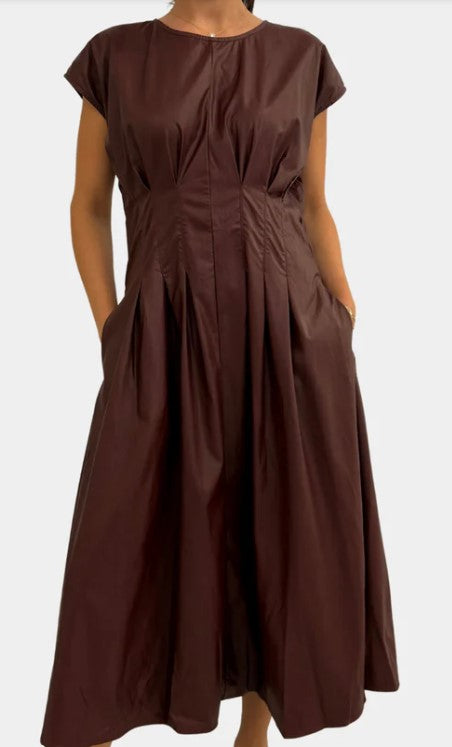 Fit N Flare Leather Dress Burgandy