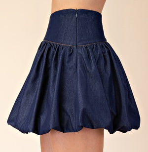 Denim Balloon Skirt with Liner
